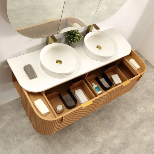 Navona Forma 1500mm Walnut Fluted Wall Hung Vanity