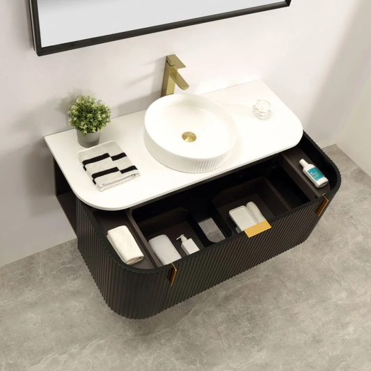 Navona Forma 1200mm Black Fluted Wall Hung Vanity