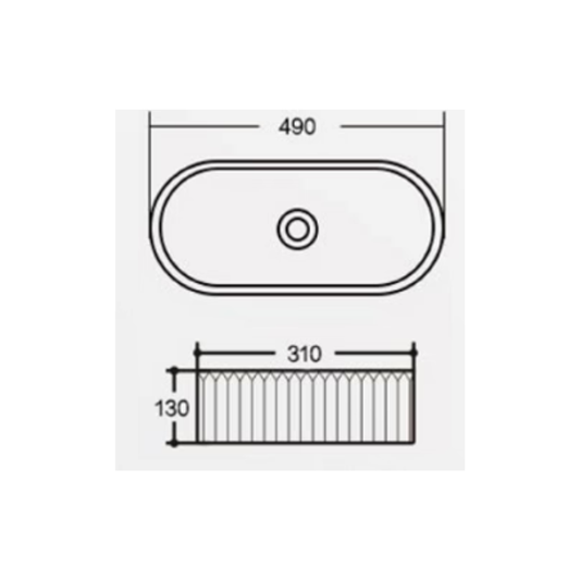 Oval Fluted Top Mount Basin Matte White