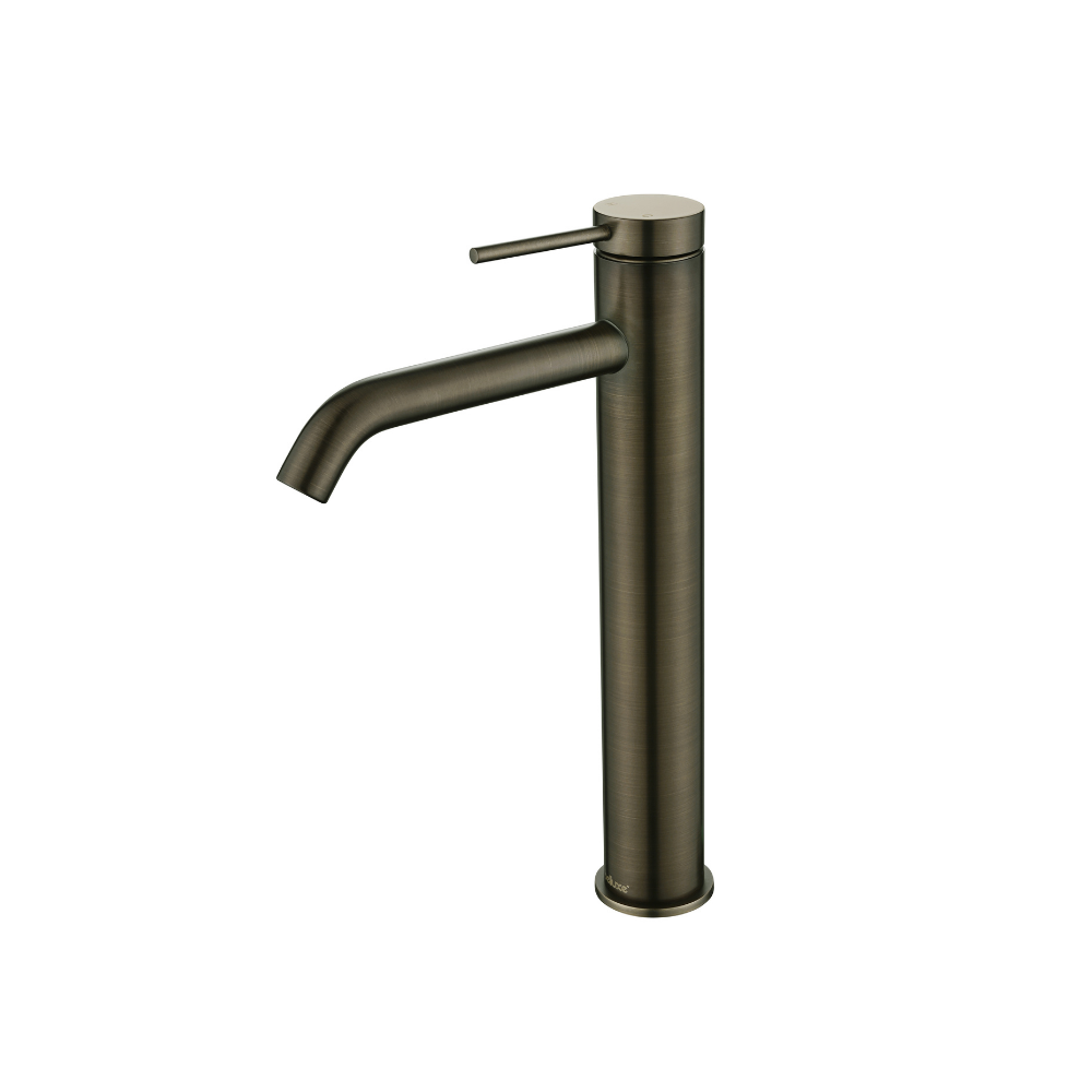 Riva SS Tall Basin Mixer Tap with Curved Spout - Signature Bronze