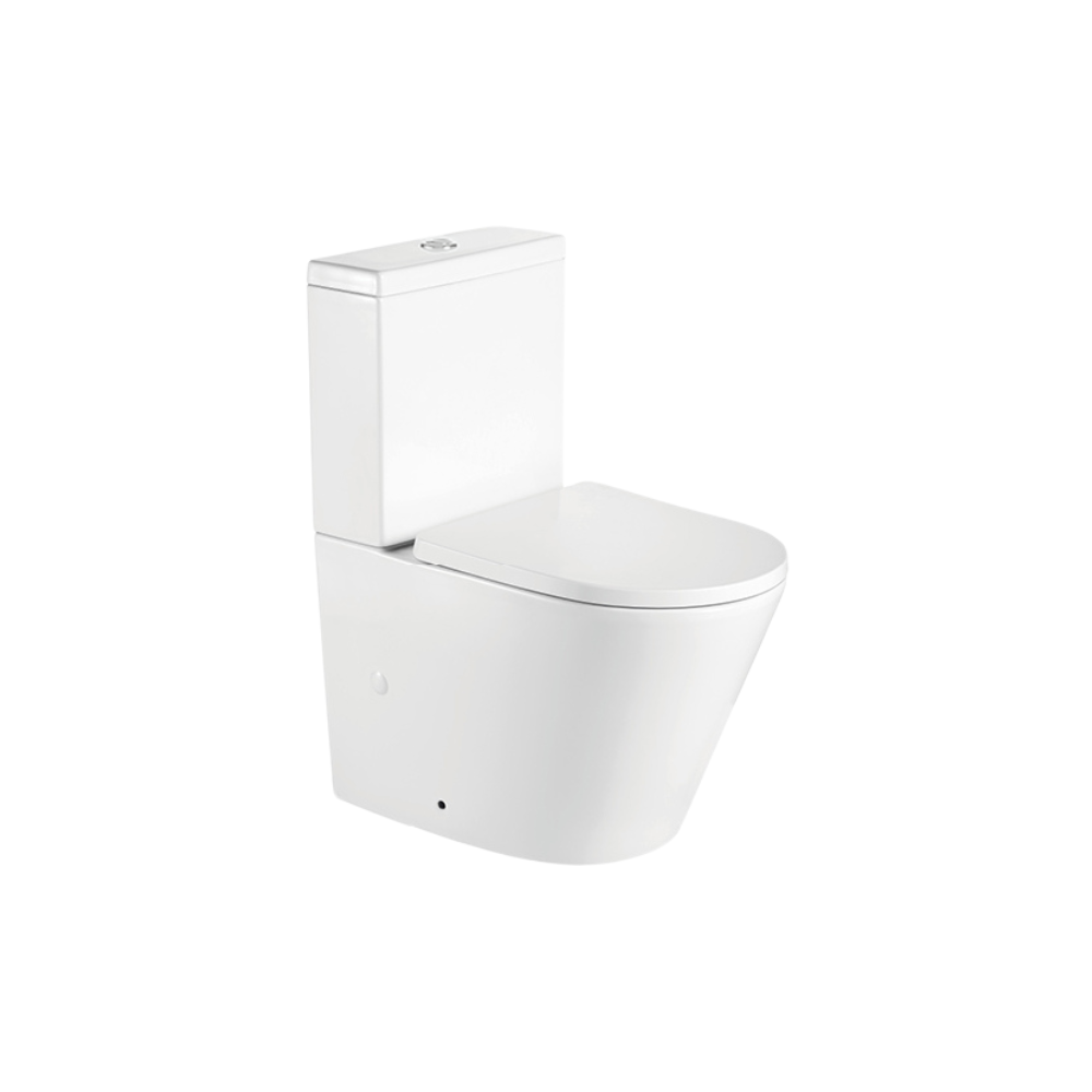 Elsa Back To Wall Rimless Toilet Suite with White Button