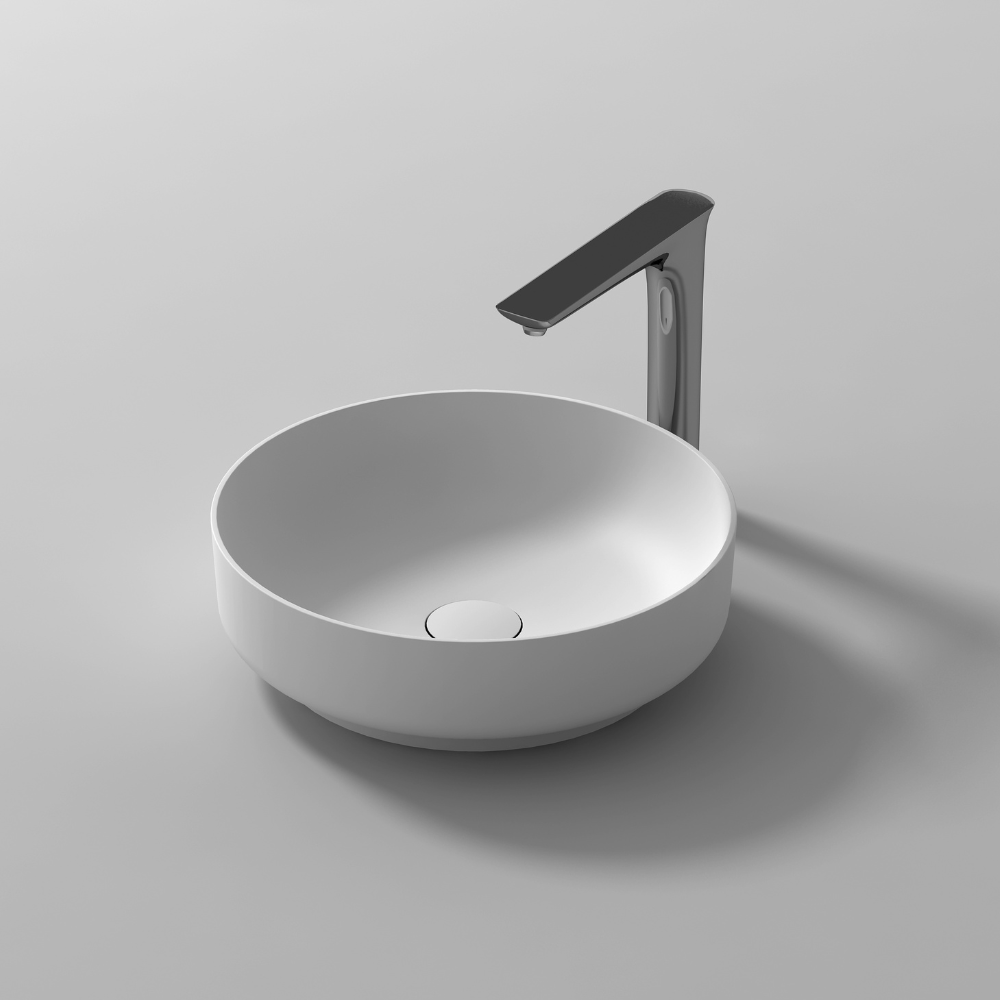 Savina Round Solid Surface White Matte