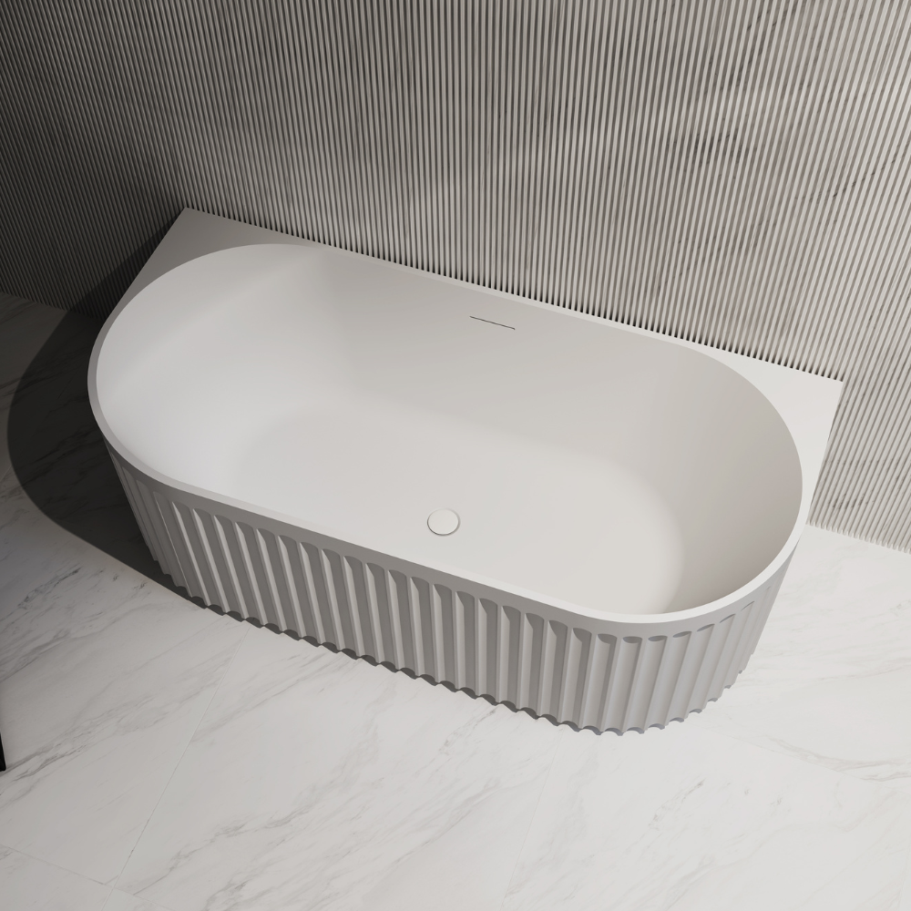 Simone Matte Fluted Back To Wall Freestanding Bathtub