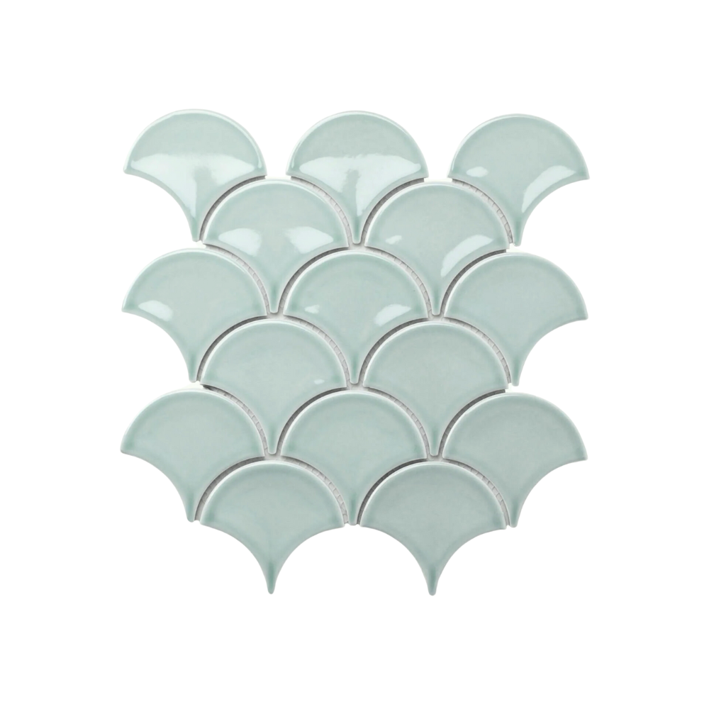 Messina Fan Gloss Mosaic - Sage Green