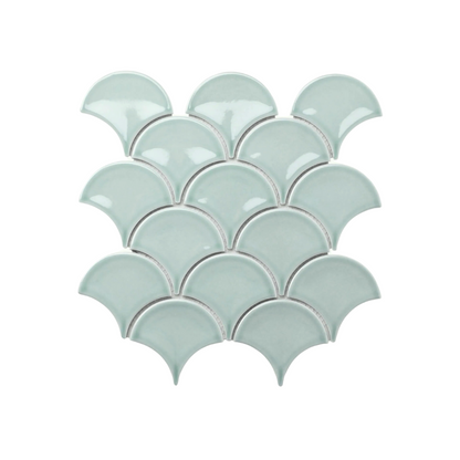 Messina Fan Gloss Mosaic - Sage Green