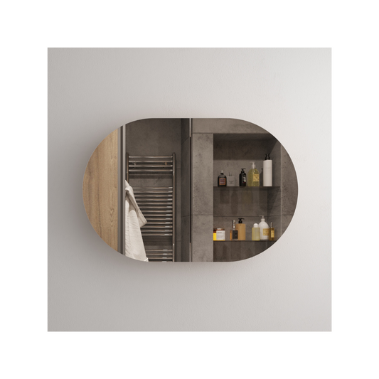 Luna Oval Large Mirror Frameless Shaving Cabinet 900x150x600mm