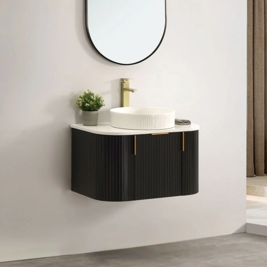 Navona Forma 750mm Black Fluted Wall Hung Vanity