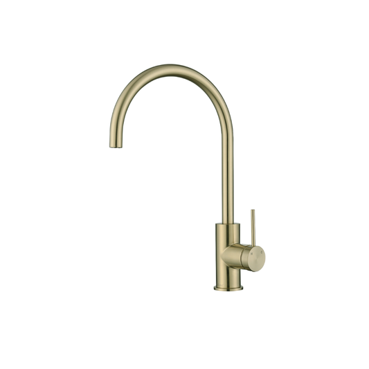 Riva SS Gooseneck Sink Mixer - Brushed Champagne Gold
