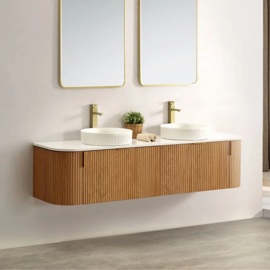 Navona Forma 1800mm Walnut Fluted Wall Hung Vanity