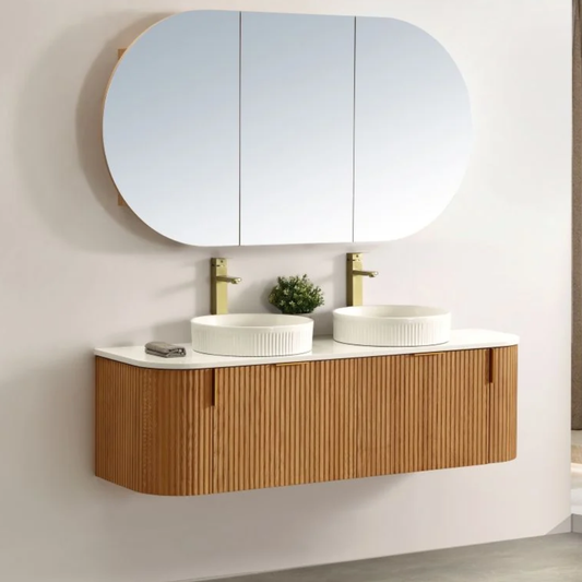 Navona Forma 1500mm Walnut Fluted Wall Hung Vanity