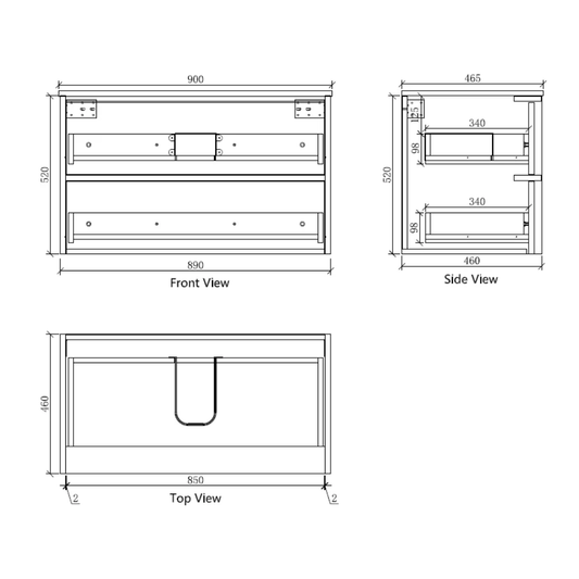 Navona Shaker 900mm Wall Hung Vanity