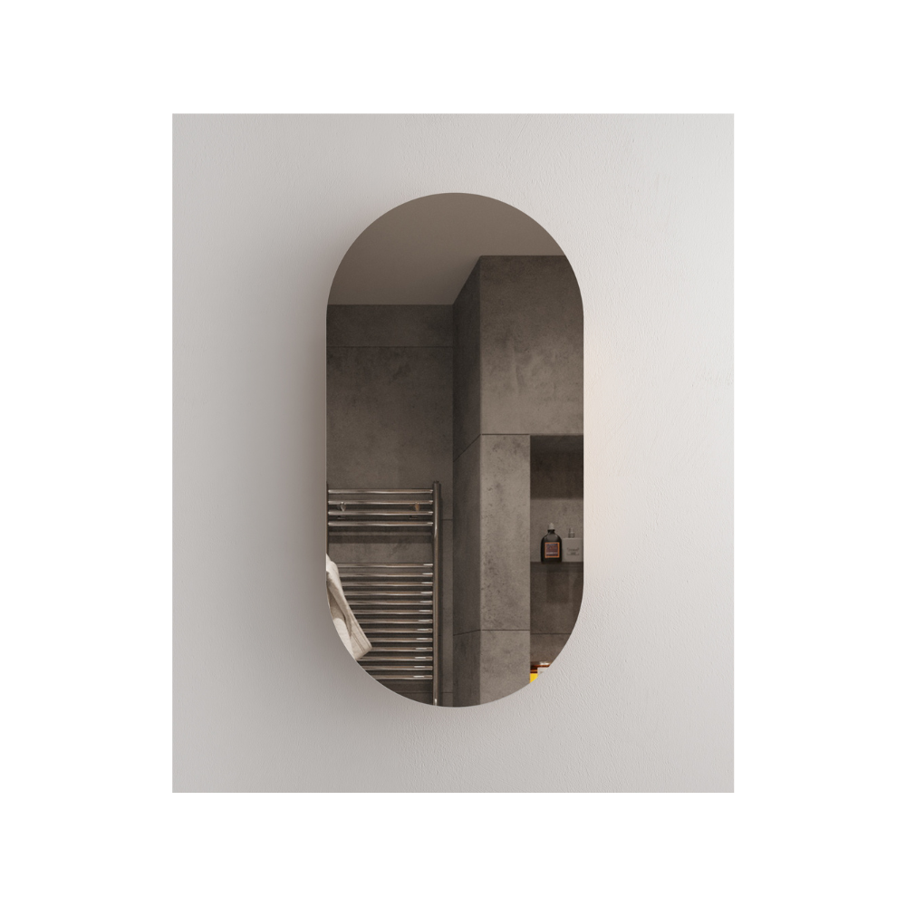 Luna Oval Mirror Frameless Shaving Cabinet 450x150x900mm