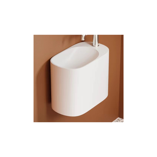 Lyssa Wall Mount Solid Surface Vanity Matte Basin with taphole RHS