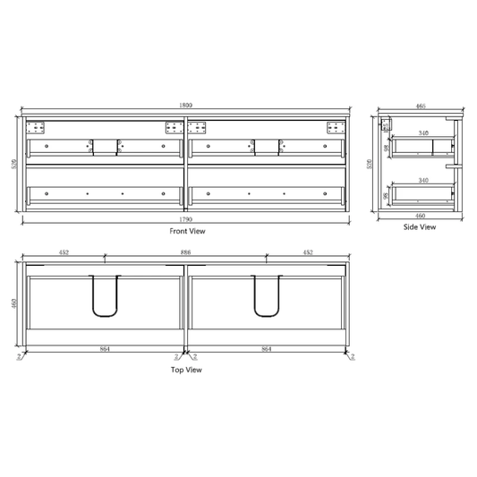 Navona Shaker 1800mm Wall Hung Vanity