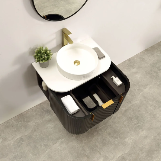 Navona Forma 750mm Black Fluted Wall Hung Vanity