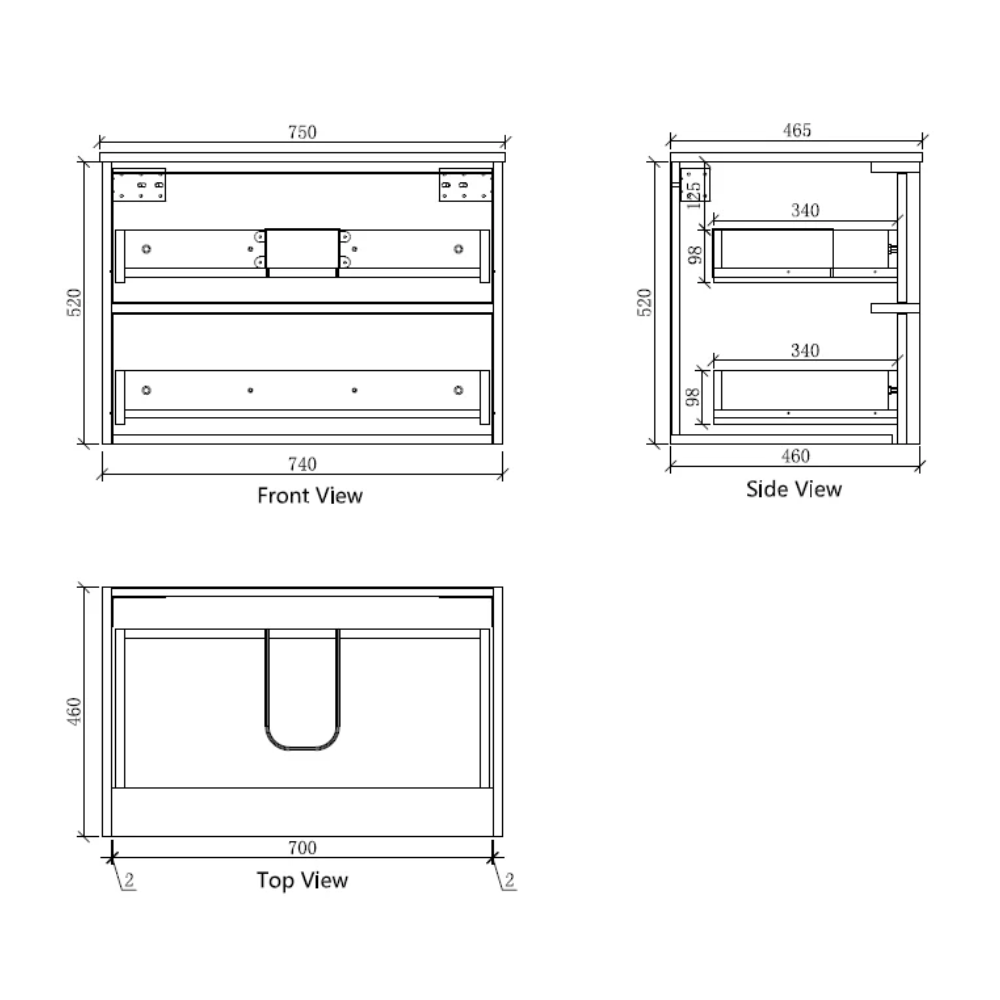 Navona Shaker 750mm Wall Hung Vanity