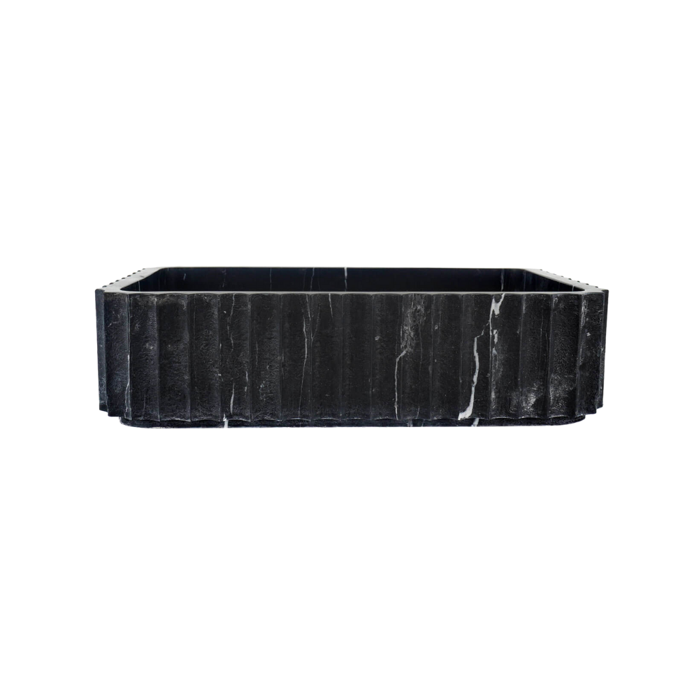 Amalia Fluted Rectangle Nero Marble Basin