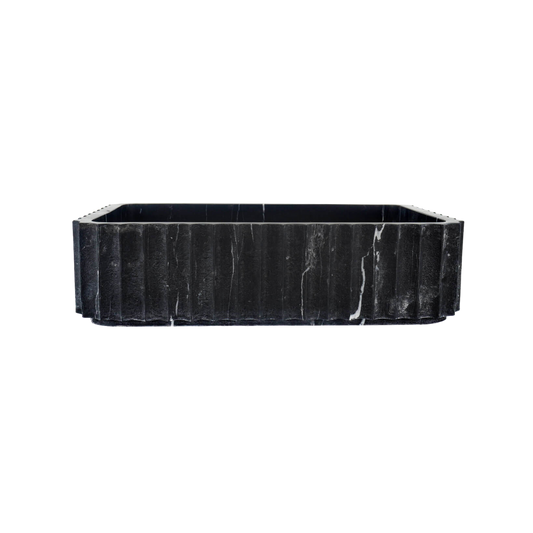 Amalia Fluted Rectangle Nero Marble Basin