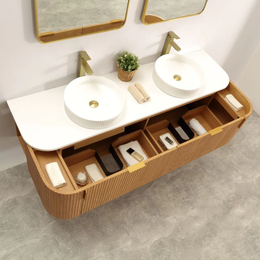 Navona Forma 1800mm Walnut Fluted Wall Hung Vanity