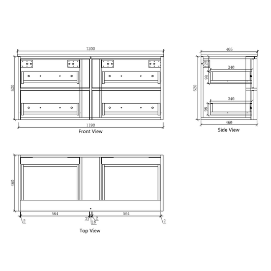 Navona Shaker 1200mm Wall Hung Vanity