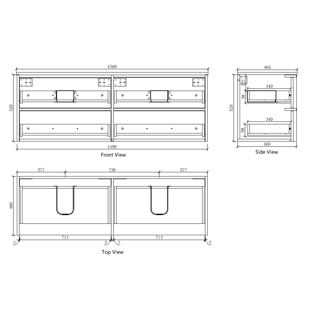 Navona Shaker 1500mm Wall Hung Vanity