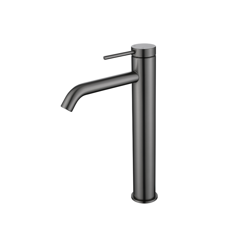 Riva SS Tall Basin Mixer Tap with Curved Spout - Brushed Gunmetal