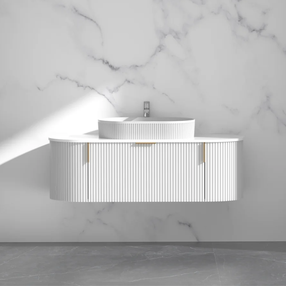 Navona Carysil 1200mm White Fluted Wall Hung Vanity