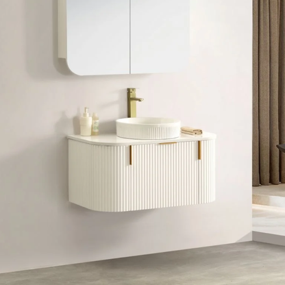 Navona Forma 900mm White Fluted Wall Hung Vanity
