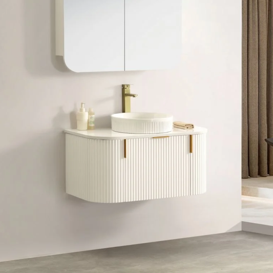 Navona Forma 900mm White Fluted Wall Hung Vanity
