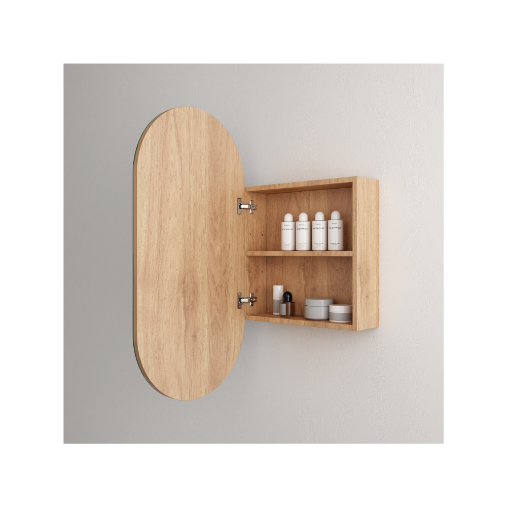 Luna Oval Mirror Frameless Shaving Cabinet 450x150x900mm