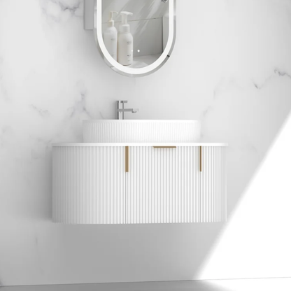 Navona Carysil 900mm White Fluted Wall Hung Vanity