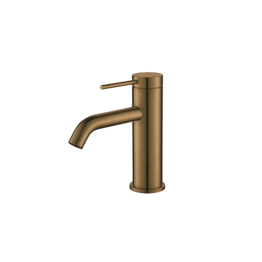 Riva SS Basin Mixer Tap with Curved Spout - Signature Bronze
