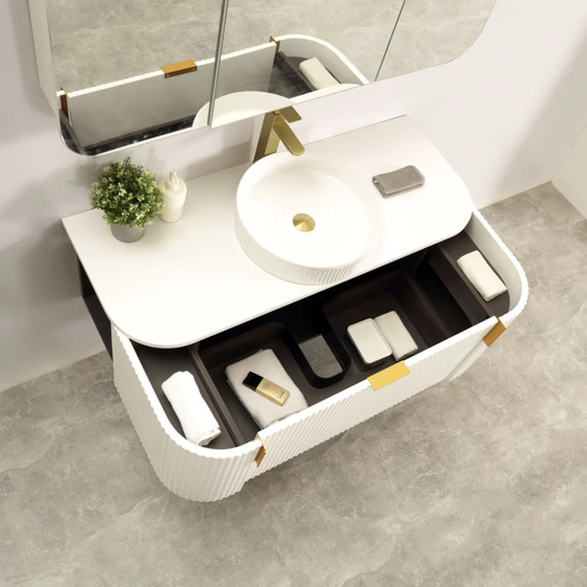 Navona Forma 1200mm White Fluted Wall Hung Vanity