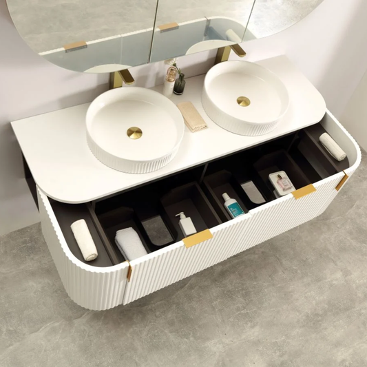Navona Forma 1500mm White Fluted Wall Hung Vanity