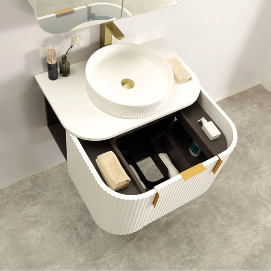 Navona Forma 750mm White Fluted Wall Hung Vanity