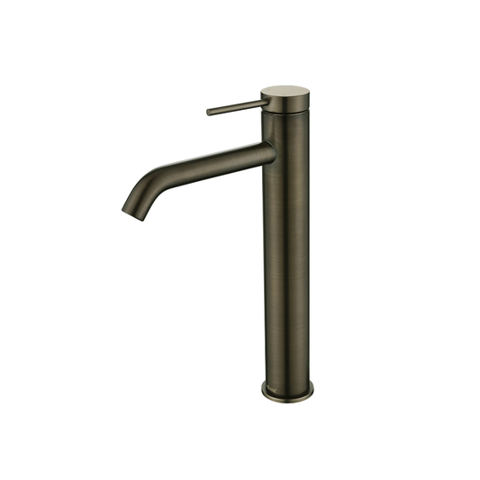 Riva SS Tall Basin Mixer Tap with Curved Spout - Signature Bronze
