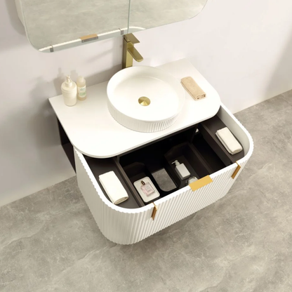 Navona Forma 900mm White Fluted Wall Hung Vanity