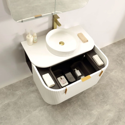 Navona Forma 900mm White Fluted Wall Hung Vanity