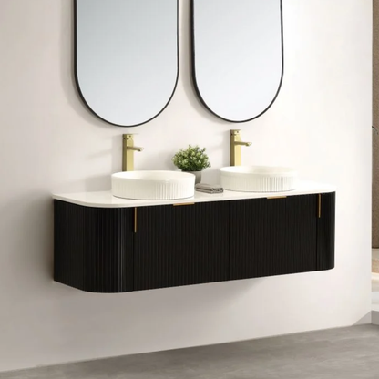 Navona Forma 1500mm Black Fluted Wall Hung Vanity