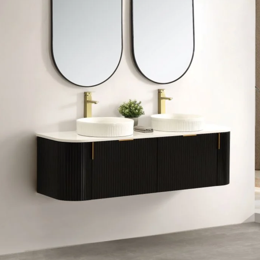 Navona Forma 1500mm Black Fluted Wall Hung Vanity