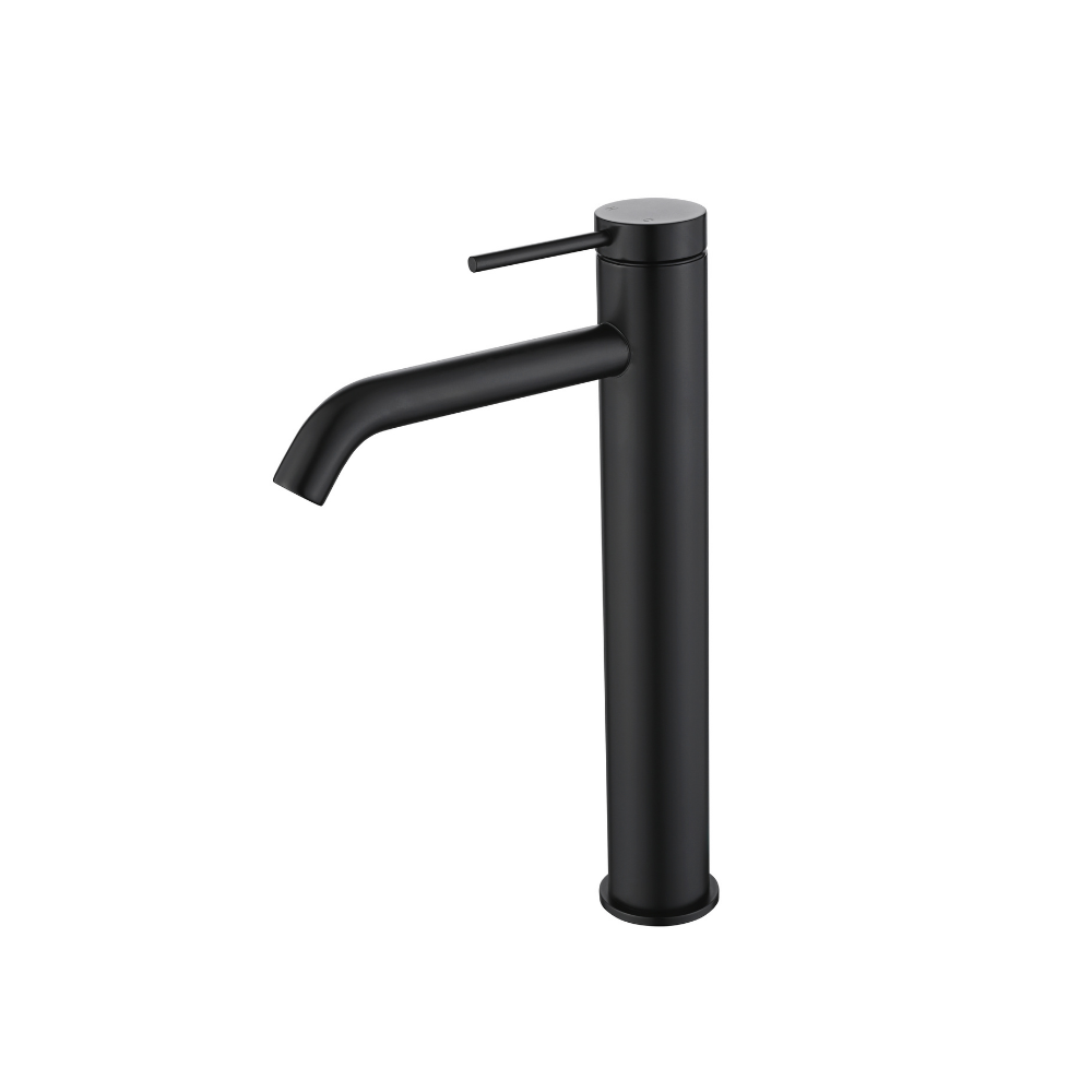 Riva SS Tall Basin Mixer Tap with Curved Spout - Carbon