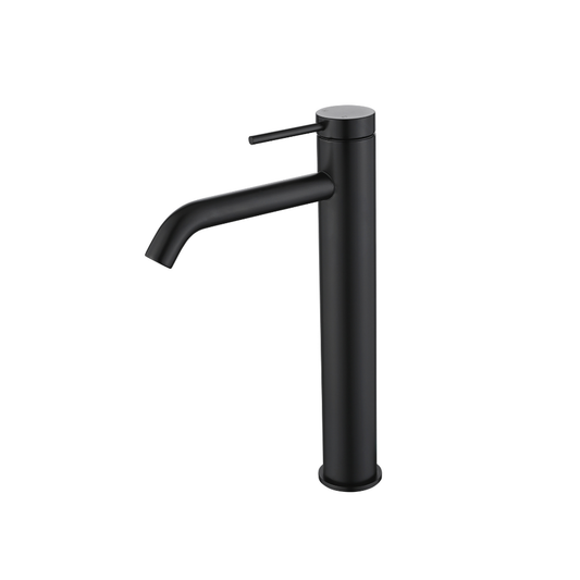 Riva SS Tall Basin Mixer Tap with Curved Spout - Carbon