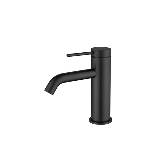 Riva SS Basin Mixer Tap with Curved Spout - Carbon