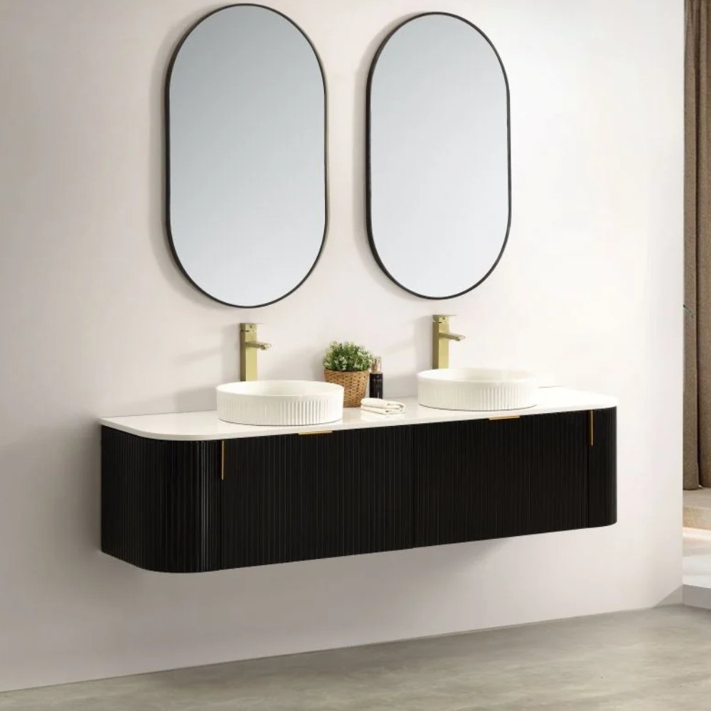 Navona Forma 1800mm Black Fluted Wall Hung Vanity