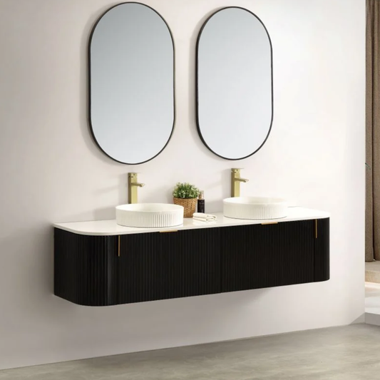 Navona Forma 1800mm Black Fluted Wall Hung Vanity