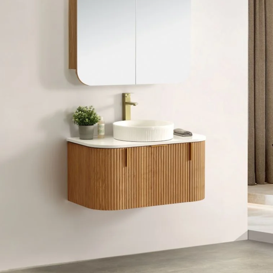 Navona Forma 1200mm Walnut Fluted Wall Hung Vanity