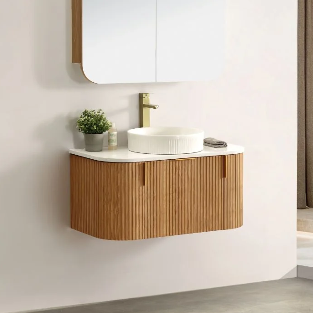 Navona Forma 750mm Walnut Fluted Wall Hung Vanity