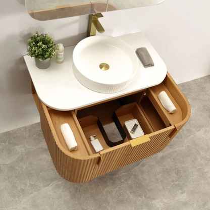 Navona Forma 750mm Walnut Fluted Wall Hung Vanity
