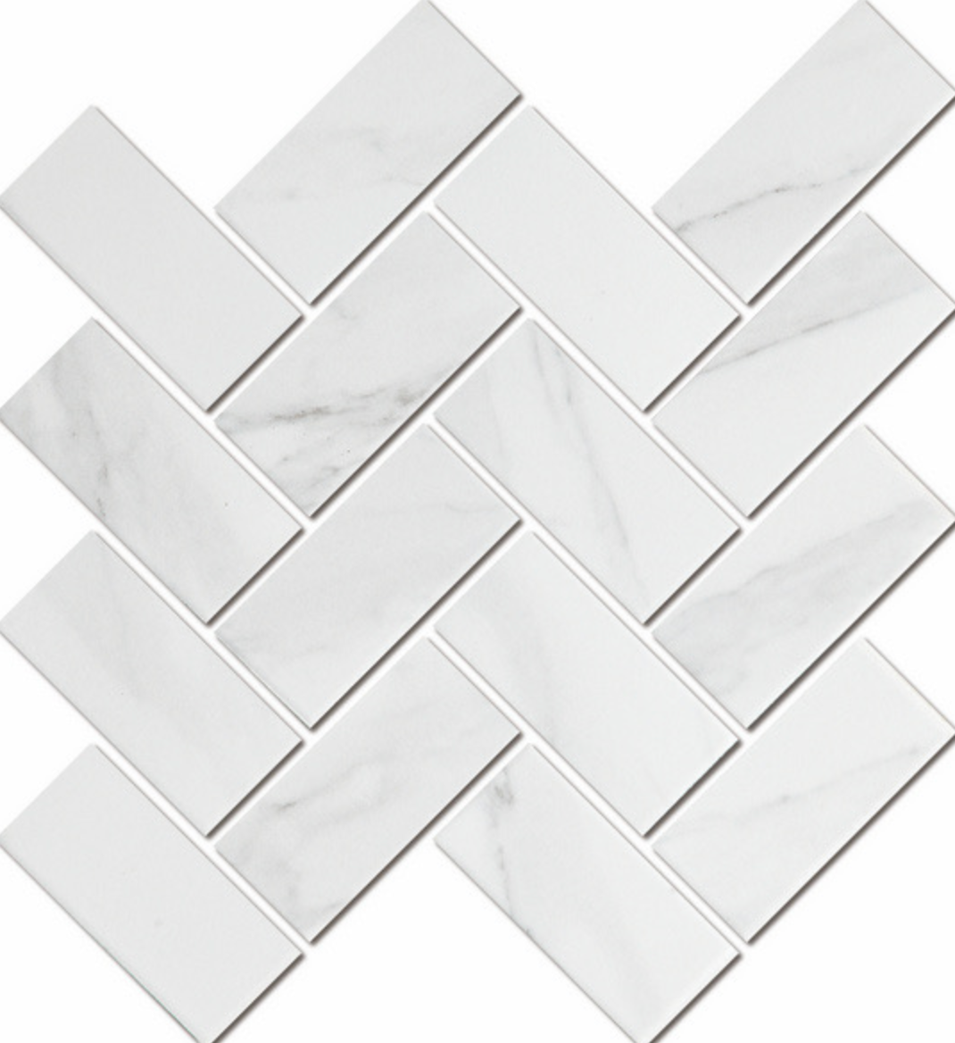 Elise Herringbone Mosaic - Carrara Look