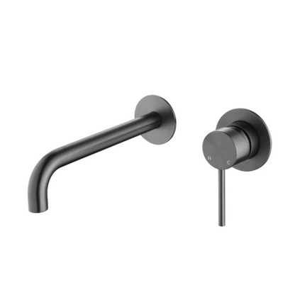 Riva SS Curved Spout & Mixer Trim Kit - Brushed Gunmetal